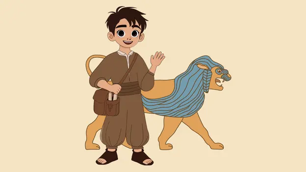 Animation of a Young Character with the Lion of Babylon