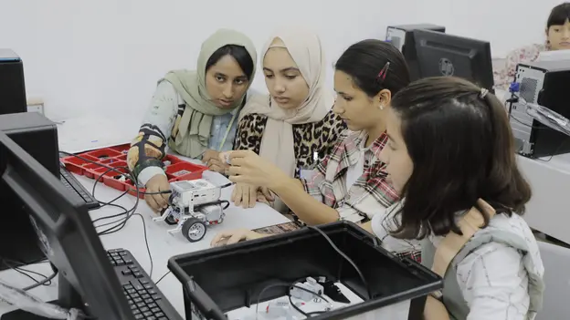 Children programming a Lego-Robot