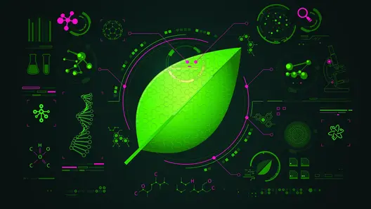Green leaf in digital sketch with certain parts being zoomed in