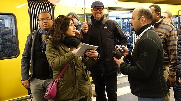 Group picture at the subway