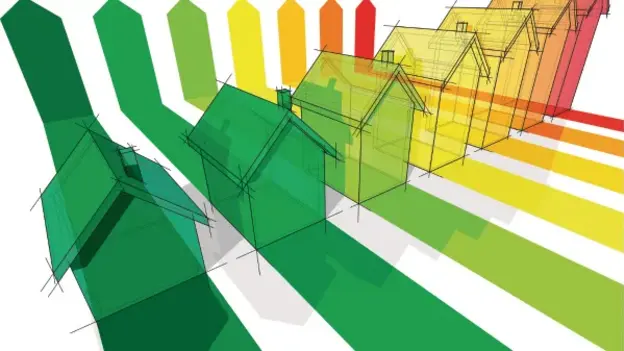 Scetch of houses in different colours