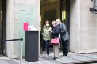 Guests looking at the exhibit