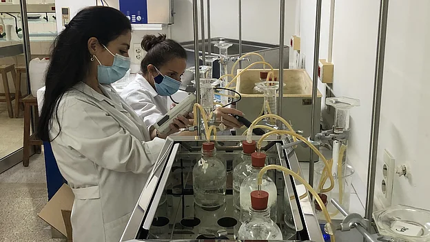 Female Scientists experimenting at a laboratory in Lebanon