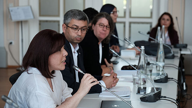 Suhair Sunoqrot speaking at a conference